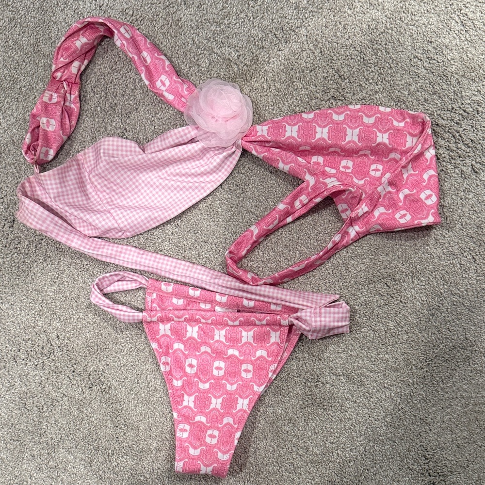 Strawberry Milk Mob Pink Patterned Bikini Set
